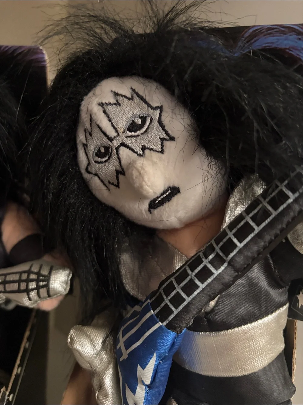 Kiss band Kiss Peter Criss Plush Doll — Black, White & Red Details